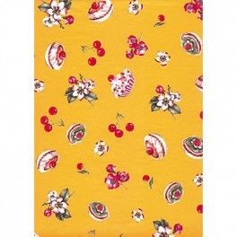 Papier Décopatch - Tartelettes et fruits sur fond jaune 350