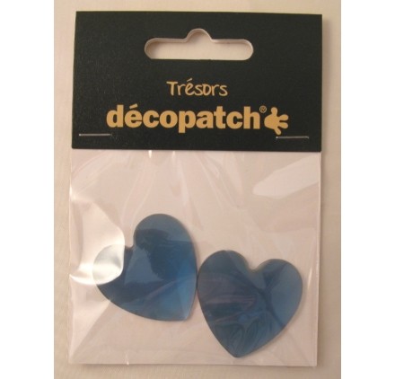 Lot de 2 Cabochons Coeurs 'Decopatch' Bleu 3 cm