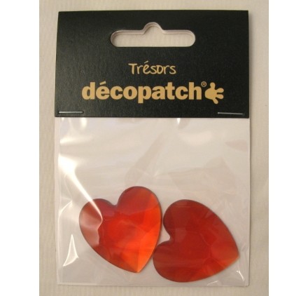 Lot de 2 Cabochons Coeurs 'Decopatch' Rouge 3 cm