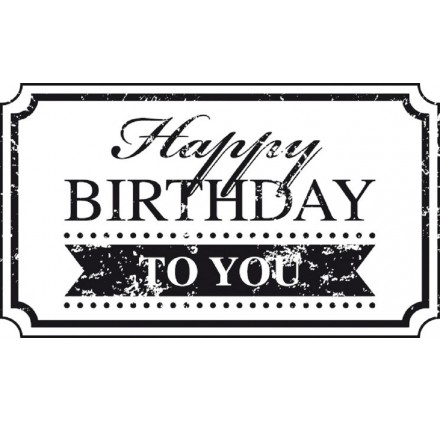 Tampon bois vintage - Happy birthday to you - 6,5 x 3,5 cm