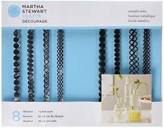 Martha Stewart Crafts Decoupage Metallic Trim Silver 4 Designs