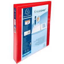 Classeur personnalisable Kreacover A4 - 4 anneaux - 3 pochettes - Rouge