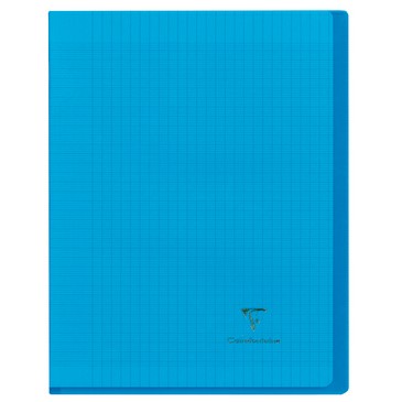 Cahier piqué 17x22cm 96 p Séyès Couv transparente Bleu KOVERBOOK - stapled Transparent Polypro Blue