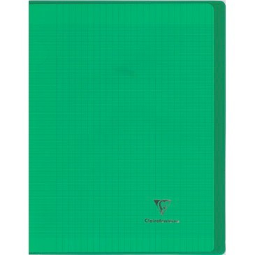 Cahier piqué 17x22cm 96 p Séyès Couv transparente Vert KOVERBOOK - stapled Transparent Polypro Green