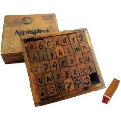 Kraft Wood Alphabet Stamps Lower Case