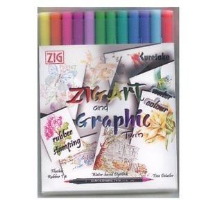 Zig Art feutres aquarellables Pochette de 12 couleurs/ ZIG Art and Graphic Twin Marker 12 Piece Set