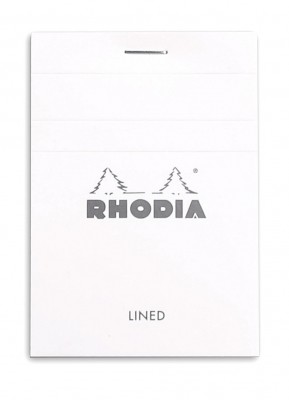 Bloc agrafé Rhodia WHITE N°11 7,4x10,5cm 80F ligné 80g N.11
