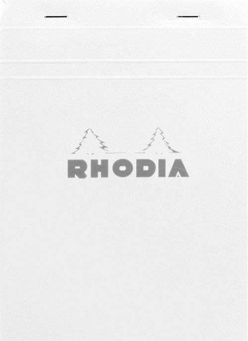 Bloc agrafé Rhodia WHITE N°16 14,8x21cm 80F ligné+marge 80g