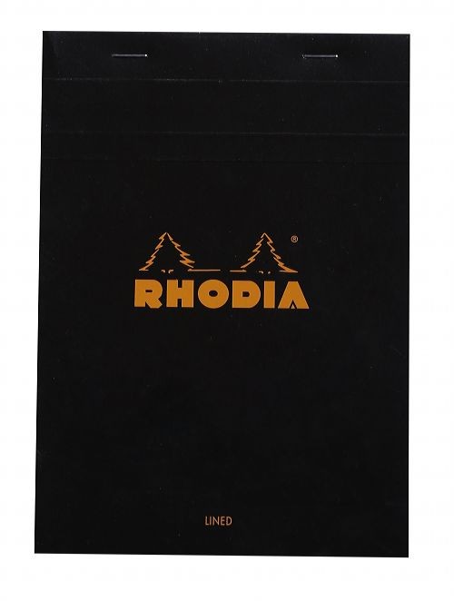 Bloc agrafé Rhodia BLACK N°16 14,8x21cm 80F ligné + marge 80g