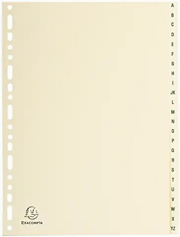 Intercalaires en Carte ivoire 155g/m2  avec 24 onglets imprimés alphabétiques de A à Z - A4