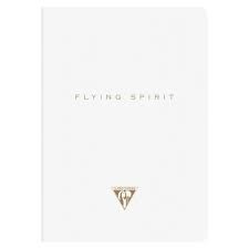 White carnet piqûre textile 14,8x21cm 96p ligné motifs assortis papier ivoire 90g Flying Spirit