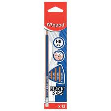 Black Peps 12x HB Pencil with eraser - Boite 12 crayons mine HB Black Peps avec gomme